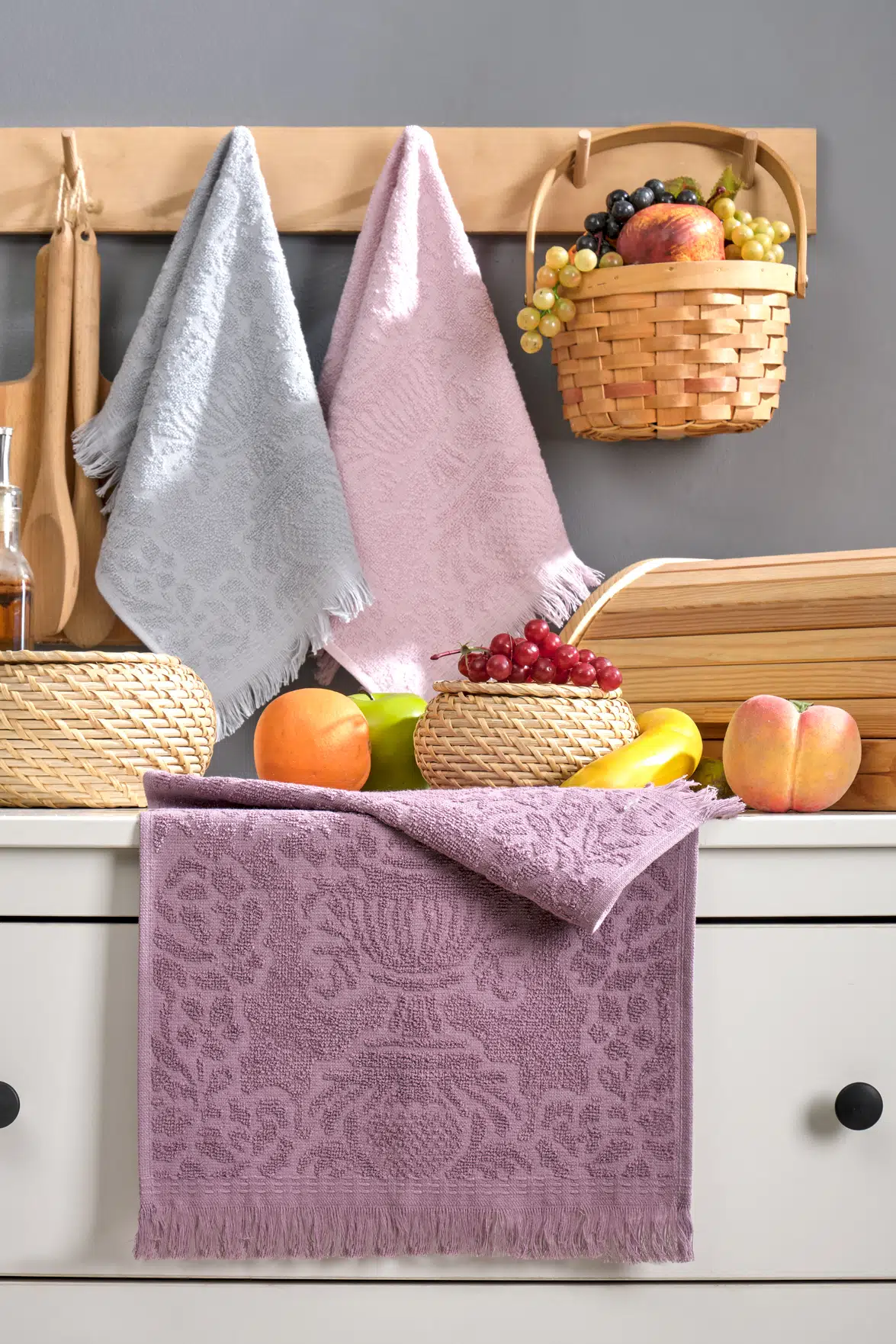 RaSerSa RS 3'lü Mutfak Havlusu Seti – %100 Pamuk, Retro Desenli, Pastel Renkli, Yüksek Emici