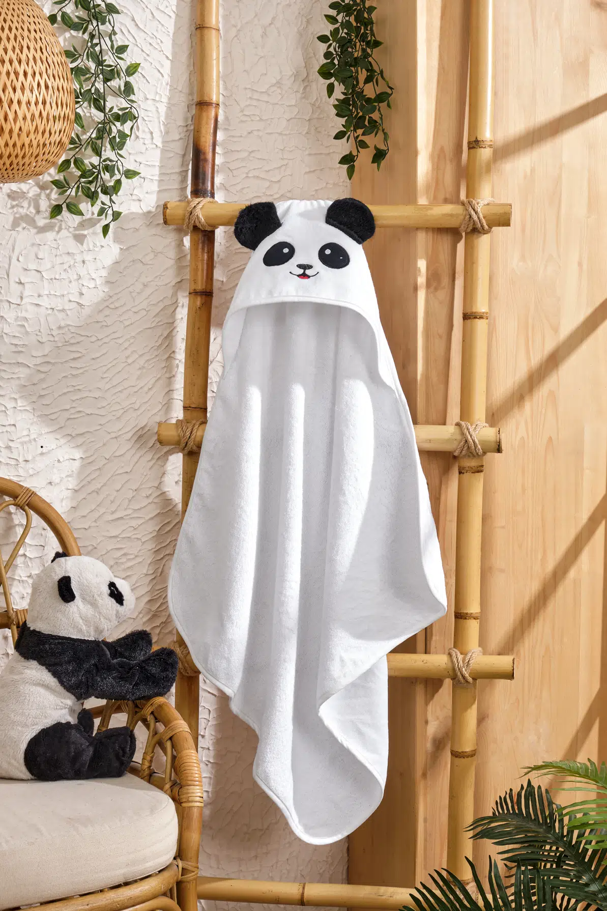 RaSerSa Bebek Havlusu PANDA Temalı - %100 Pamuk, Kapüşonlu, Unisex, Yumuşak ve Su Emici
