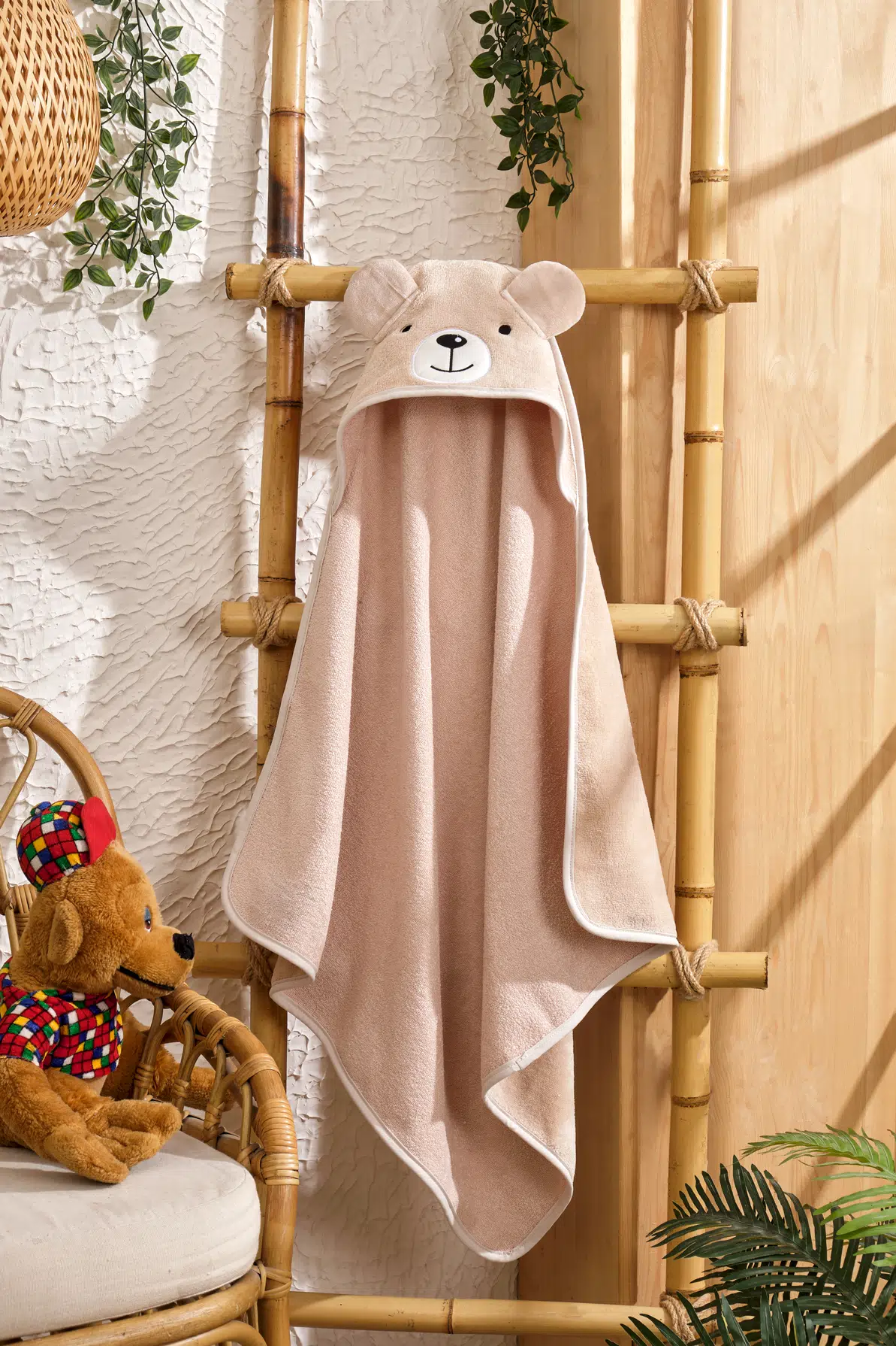 RaSerSa Bebek Havlusu AYI Temalı - %100 Pamuk, Kapüşonlu, Unisex, Yumuşak ve Su Emici