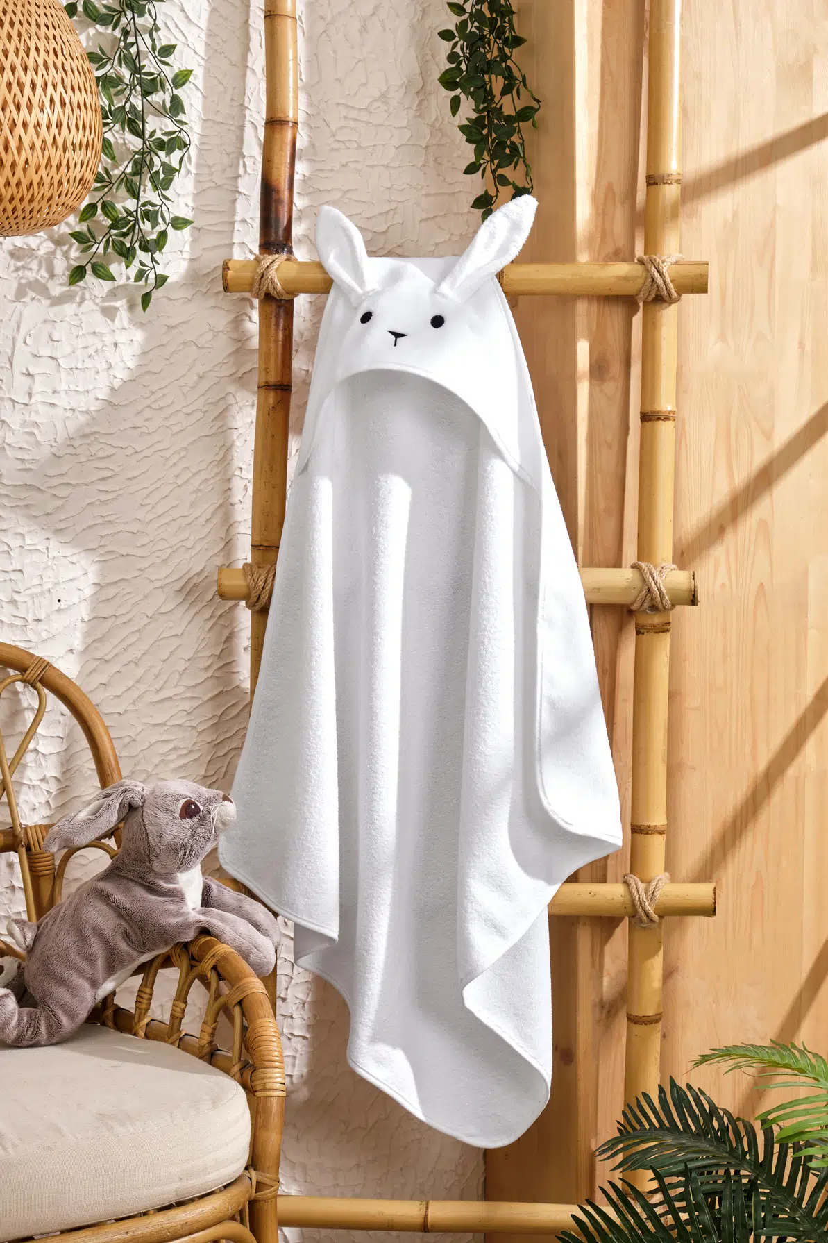 RaSerSa Bebek Havlusu TAVŞAN Temalı - %100 Pamuk, Kapüşonlu, Unisex, Yumuşak ve Su Emici